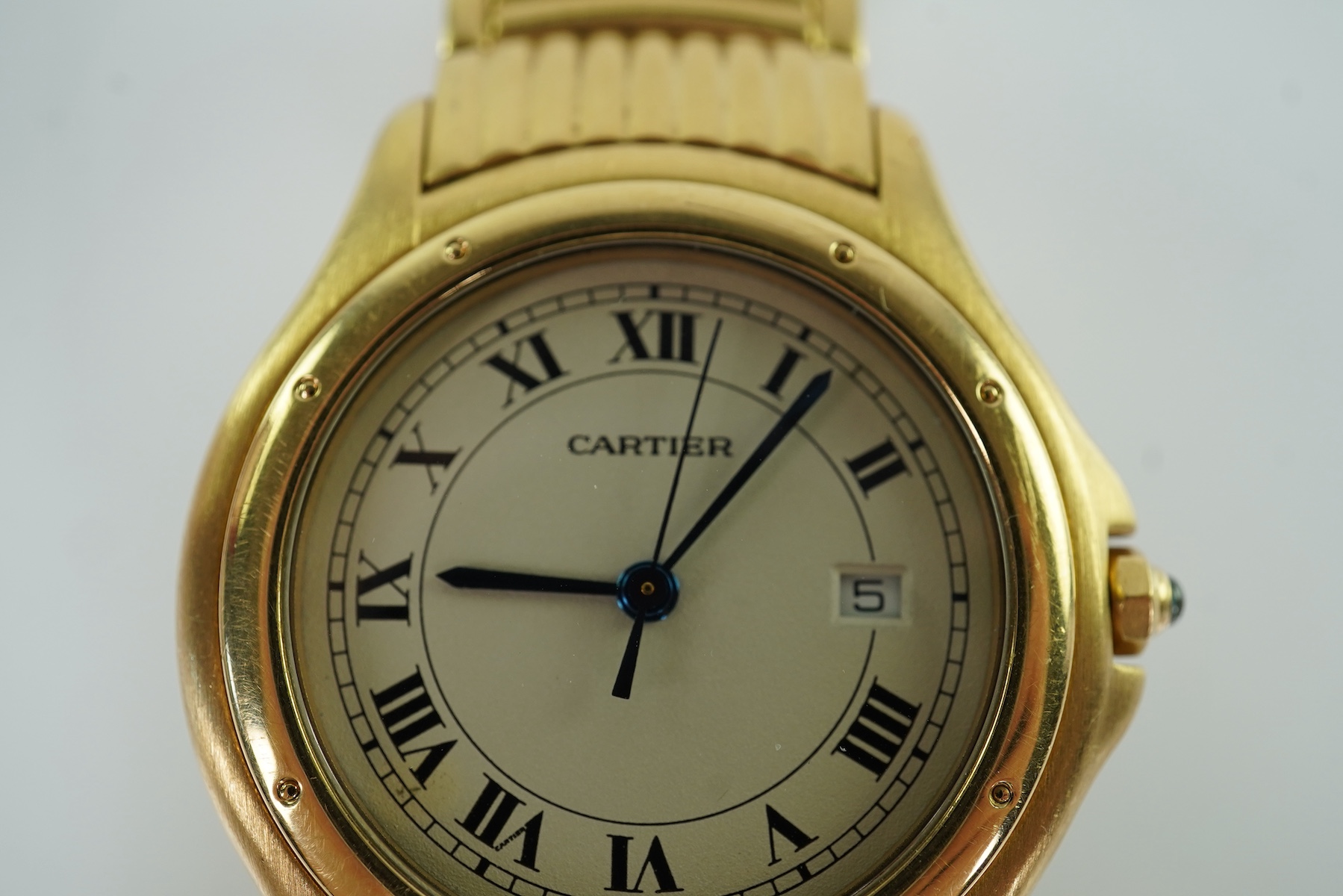 A gentleman's late 20th century 18k gold Cartier Cougar quartz wrist watch